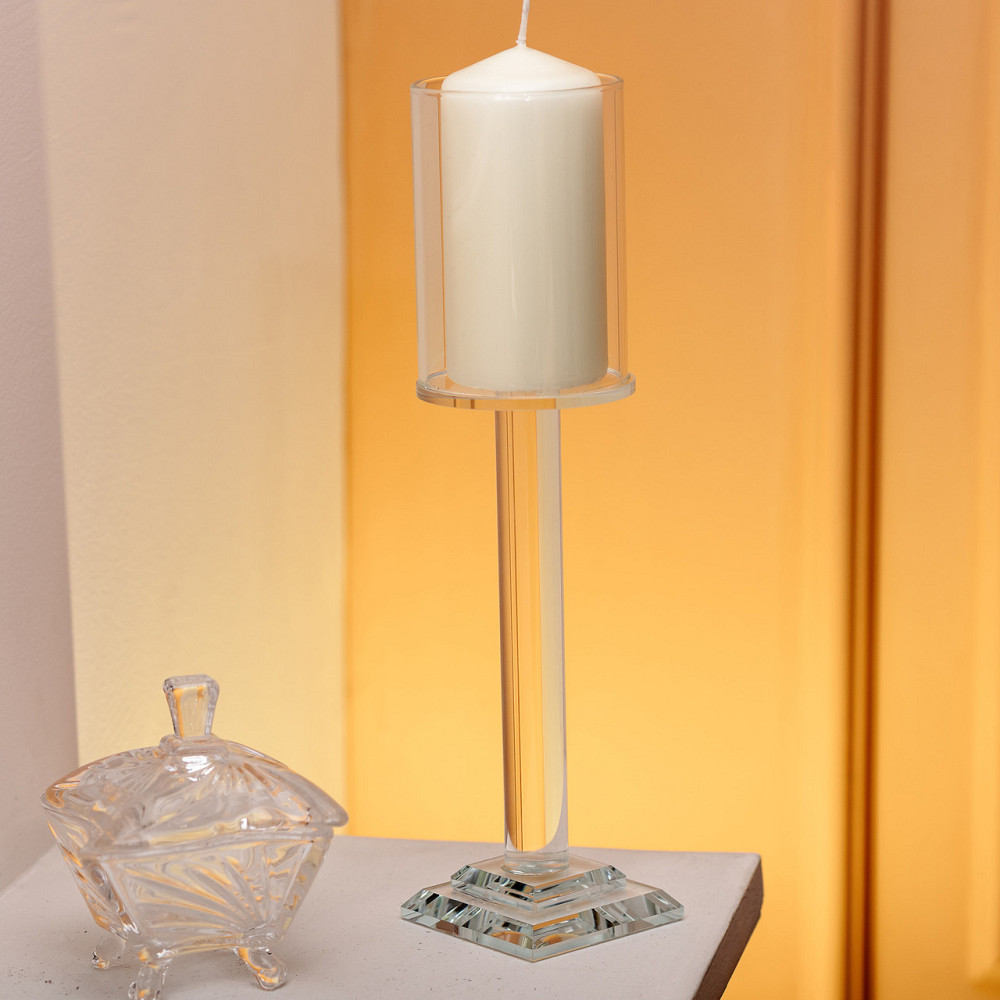 Декоративный стеклянный подсвечник на ножке 26 см Киев - изображение 2