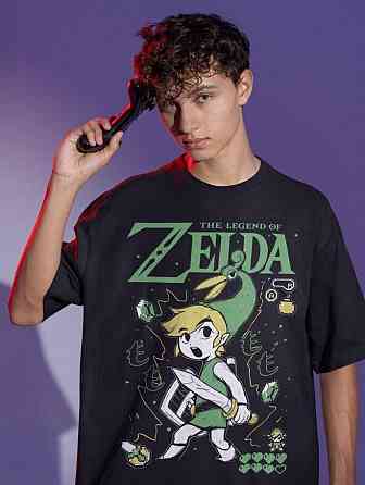 Футболка з аніме принтом Легенд Зелда Лінк То оверсайз (S/M/L) Чорний AnimeJ1121 Дніпро