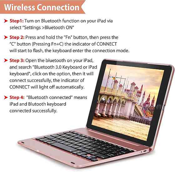 УЦЕНКА! Чехол-книга с блютуз клавиатурой для чехол-клавиатура Bluetooth для iPad 5-6-го поколения Air 1/2 iPad Pro 9.7 Днепр