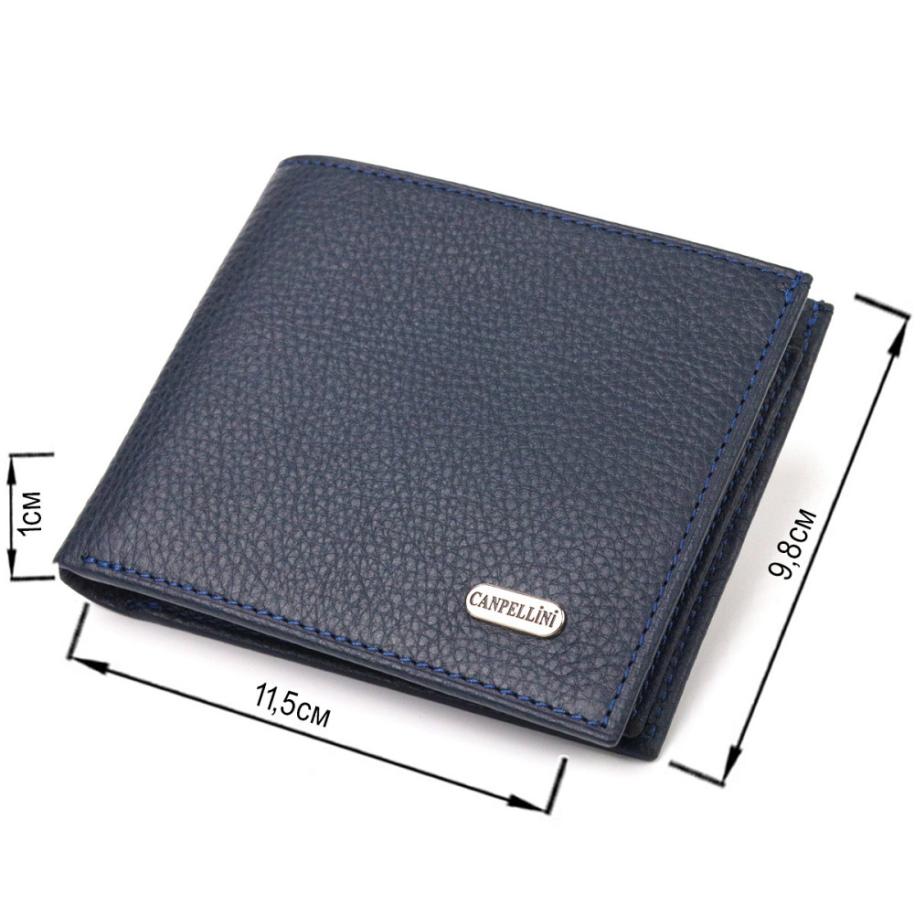 Місткий гаманець для чоловіків у два складення з натуральної шкіри флотар CANPELLINI 21581 Синій Київ - фото 3