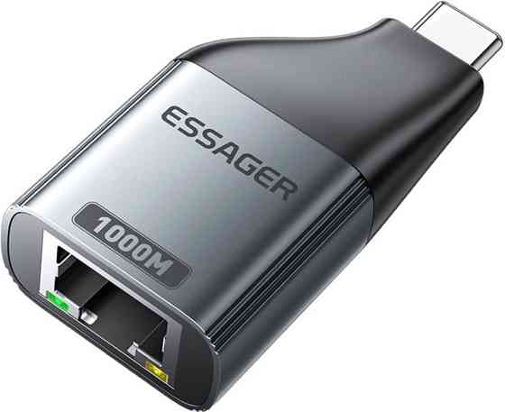 Адаптер Essager Type-C на RJ-45 1000 Мбит серый для ноутбука и телефона, переходник Тайп-С на сетевой кабель Ethernet LAN Николаев
