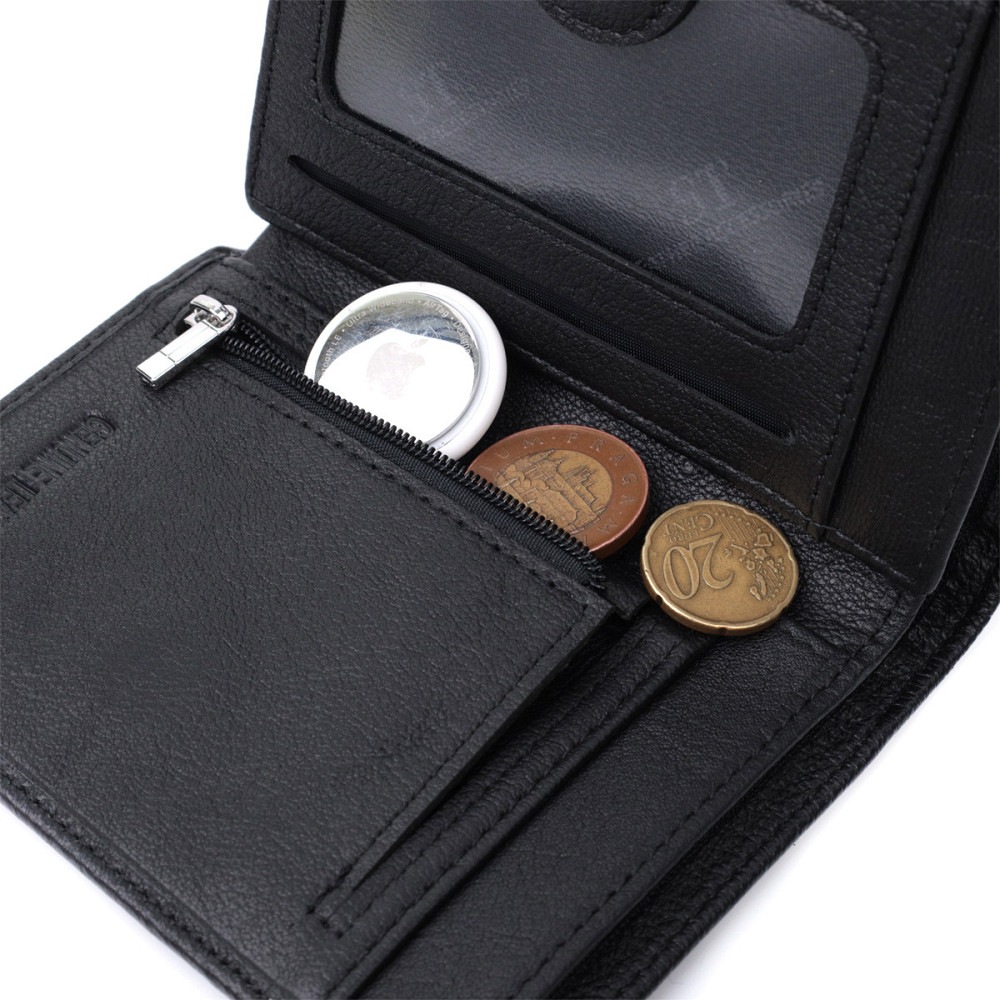 Вертикальне чоловіче портмоне з натуральної шкіри ST Leather 22733 Чорний Київ - фото 8