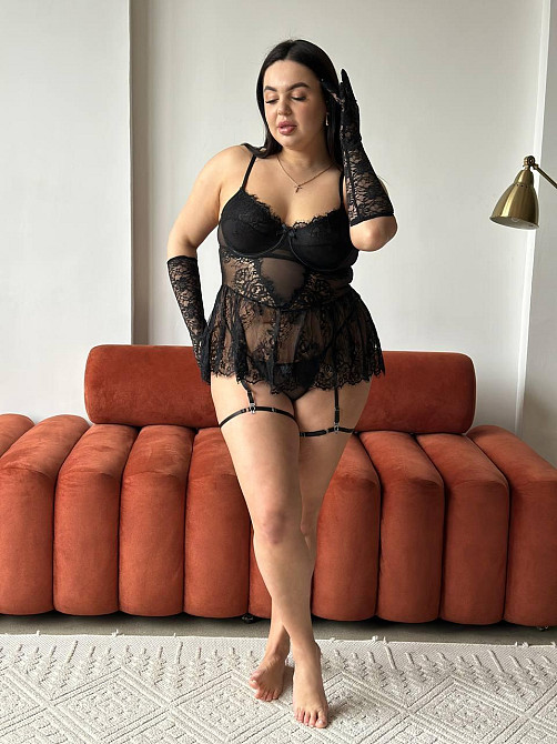Жіноча еротична нижня білизна великих розмірів з гартерами чорна PLUS SIZE мереживна з кісточками 4XL Одеса - фото 8