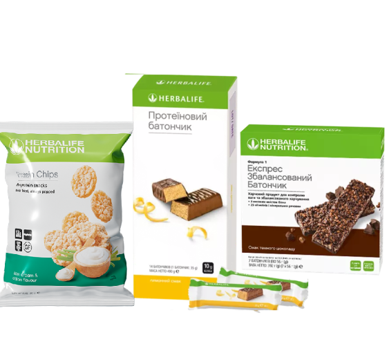 Програма Здоровий Перекус чіпси + батончики 2 різновиди Смаки на вибір Гербалайф Herbalife Дніпро