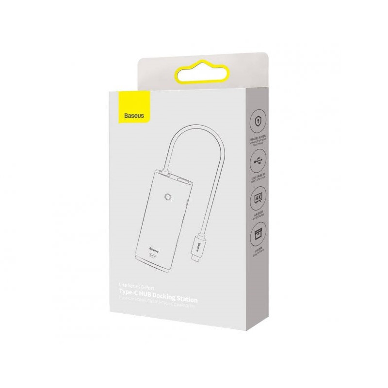 USB-хаб Baseus Lite Series 6-Port Type-C HUB Docking Station (Type-C to HDMI+USB3.0*2+Type-C Data+SD/TF) Black Киев - изображение 5
