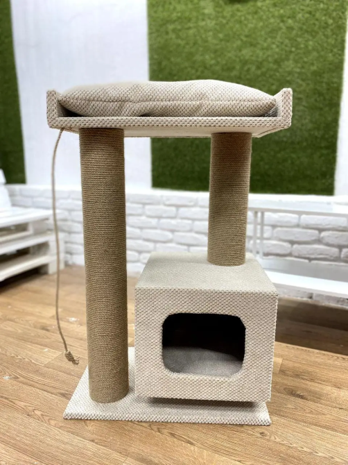 Когтеточка дряпка с домиком и лежанкой 85×55×35 см, комплекс для кота Киев - изображение 8