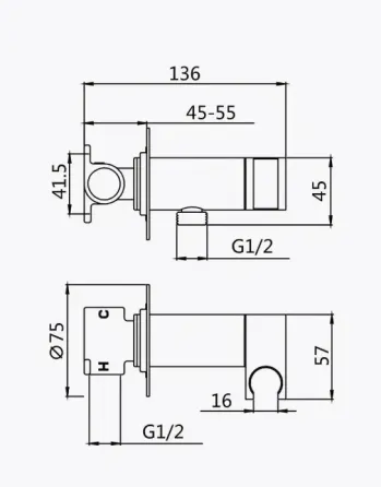 Змішувач для гігієнічного душу Haiba ALEX 002 (INNER) GRAPHITE вбудований графіт (HB9617) Чернівці