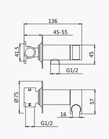 Змішувач для гігієнічного душу Haiba ALEX 002 (INNER) GRAPHITE вбудований графіт (HB9617) Чернівці - фото 2