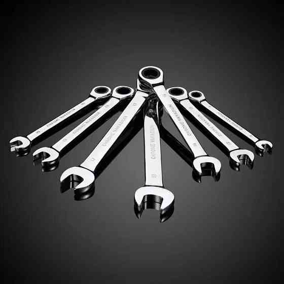 Набір рожково-накидних комбінованих ключів 7 шт, 8-19 мм гайкові для ремонту з тріскачкою в кейсі Кам'янець-Подільський