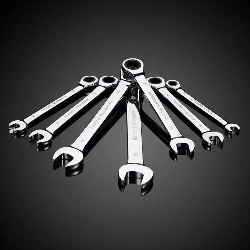 Набір рожково-накидних комбінованих ключів 7 шт, 8-19 мм гайкові для ремонту з тріскачкою в кейсі Кам'янець-Подільський - фото 3