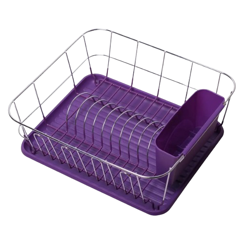 Сушарка для посуду з піддоном 37*33*13,5см хром.сталь/пластик фіолетовий 0763C KAMILLE Житомир - изображение 1