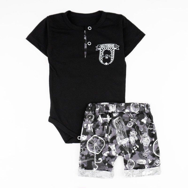 Комплект боді з шортами зріст 68 см (3 - 6 місяців) Malena Чорний з принтом Кривий Ріг - фото 1