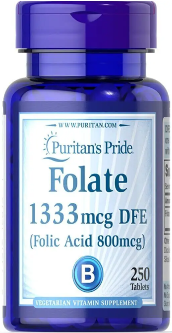 Фолат (Фолиевая кислота) Puritan's Pride Folate 1333 mcg DFE 250 таб Киев - изображение 1