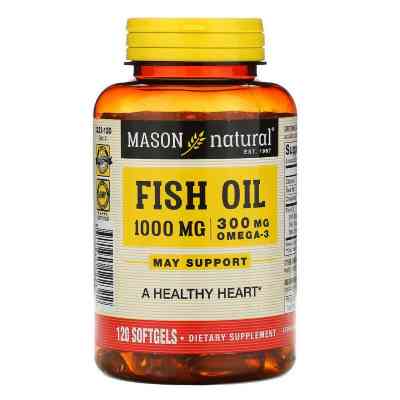 Жирні кислоти Mason Natural Риб&apos;ячий жир з Омега-3, Omega-3 Fish Oil, 120 гелевих капсул (MAV-12232) Вінниця