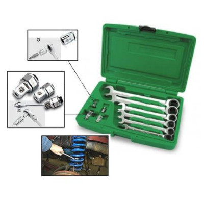 Ключ Toptul комбінований з тріскачкою 10шт. 8-19мм + перехідники (GAAI1004) Вінниця - фото 2