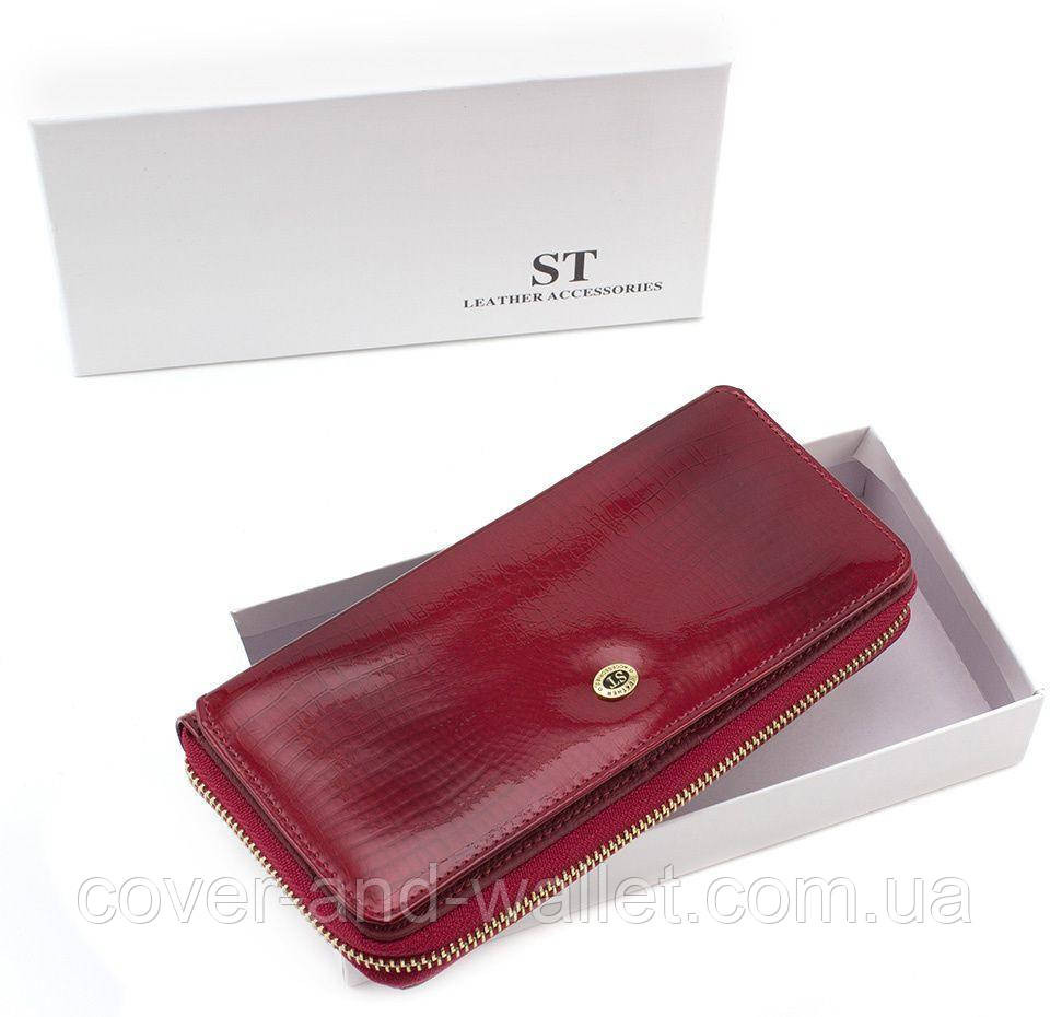 Красный женский лаковый кошелек на молнии на много карточек ST S7001A Red Киев - изображение 10