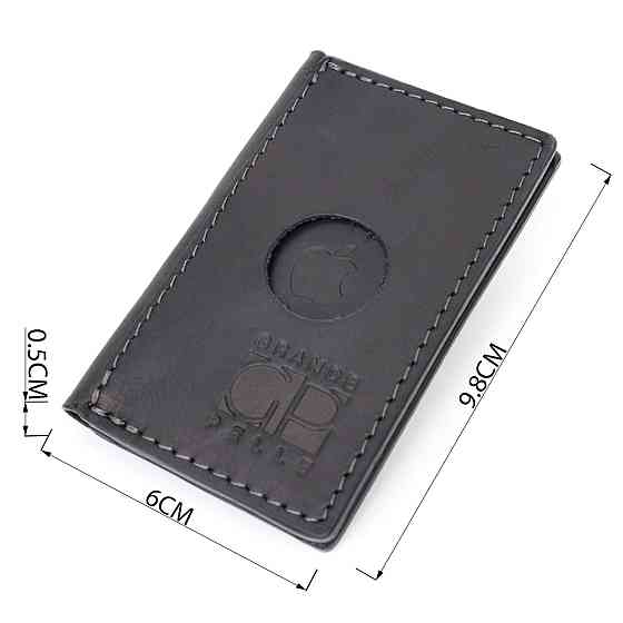 Надійний картхолдер з утримувачем для Apple AirTag з натуральної шкіри GRANDE PELLE 11605 Чорний Київ