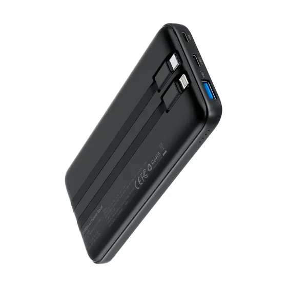 Повербанк 10000mAh Choetech B654 Black 22.5W QC3.0 PD3.0 вбудовані кабелі Type-C та Lightning (43-00147) Київ
