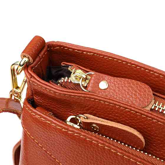 Женская сумка из натуральной кожи с формоустойчивым дном Vintage 22983 Коричневый Киев