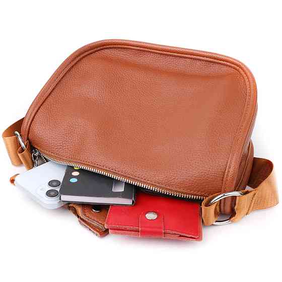 Напівкругла сумка для жінок з натуральної шкіри Коричневий (Vintage) Київ