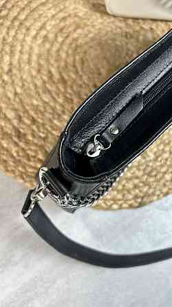 Женская кожаная сумочка, Стильная сумка из натуральной кожи, Маленькая черная сумка на плечеMasterSem Киев