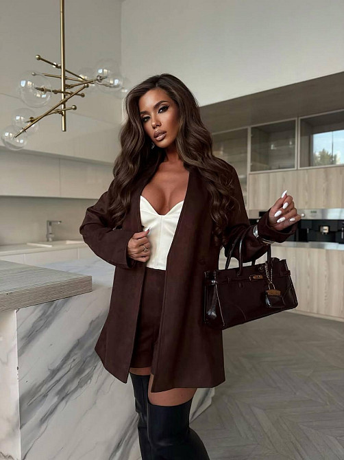 Женский стильный романтичный костюм: шорты + жакет замш на дайвинге Одесса - изображение 2