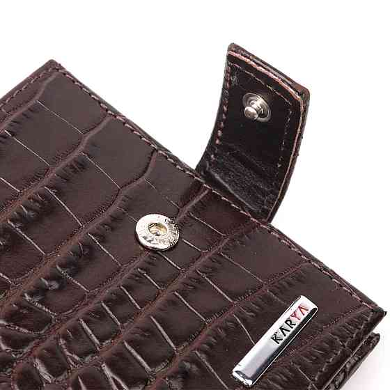 Классический мужской кошелек из натуральной кожи с тиснением под крокодила KARYA 21199 Коричневый Киев