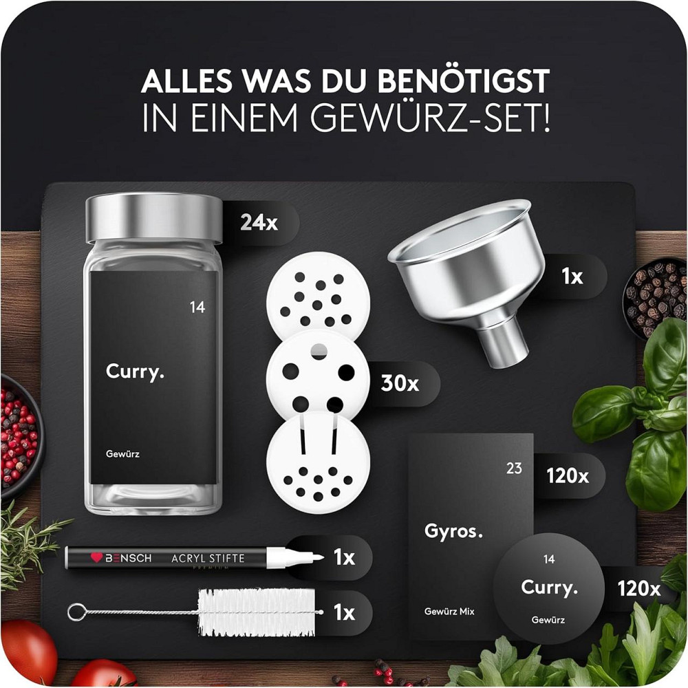 Банки для спецій скляні, набір 24 шт, квадратні з етикетками, воронкою, маркером, баночки 120 мл для кухні комплект Київ - фото 7
