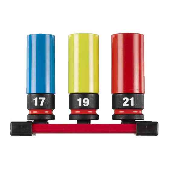 Набір головок AUTO для гайковерта 17/19/21мм (3шт.) MILWAUKEE на магнітній рейці Одеса