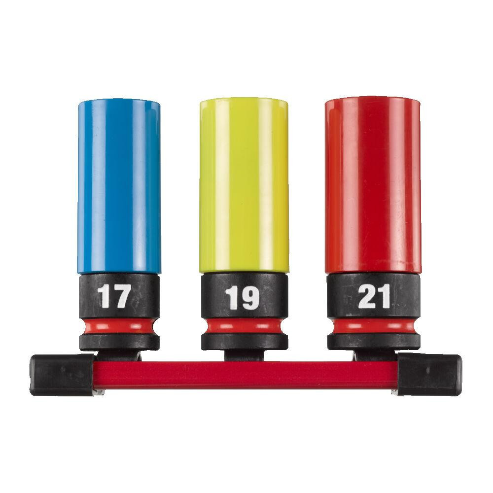 Набір головок AUTO для гайковерта 17/19/21мм (3шт.) MILWAUKEE на магнітній рейці Одесса - изображение 1