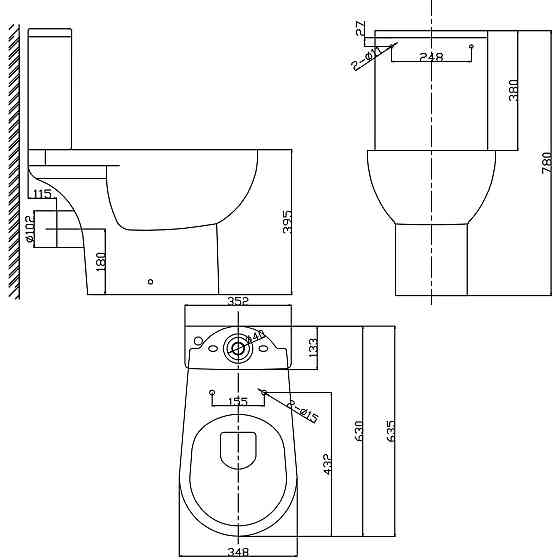 КОМПАКТ PRIMA B нижній., Гориз безобідковий з поліпропіленовим сидінням SOFT-CLOSE CT-PHB-PP Київ
