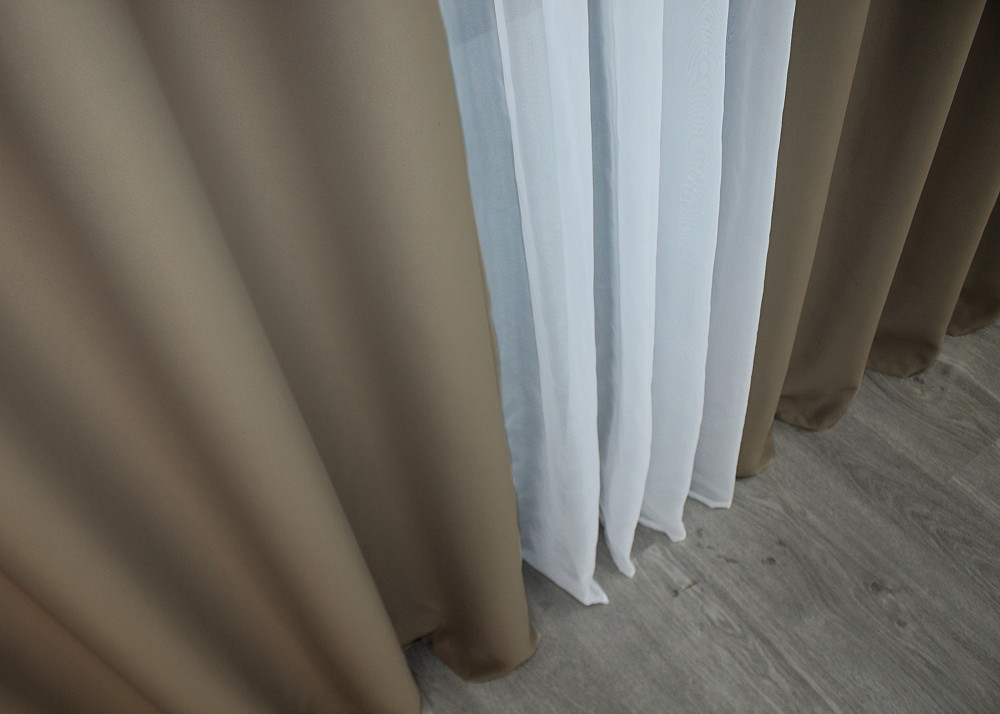 Комплект штор на люверсах VR-Textil Bagema Rvs № 1239ш 150х250 см 2 шт Молочний шоколад (37-0110) Київ - фото 7