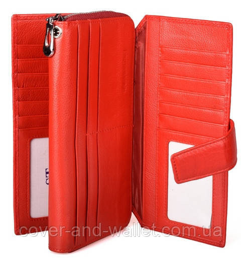 Яскраво-червоний жіночий шкіряний гаманець клатч ST 228 Київ - фото 5