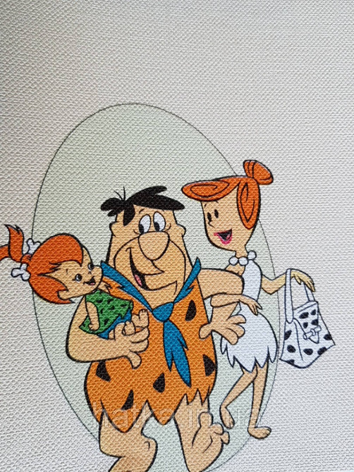 Шпалери вінілові на флізеліні AdaWall Ada Kids метрові дитячі мультфільми Флінтстоуни герої на жовтому бежевому Київ - фото 4