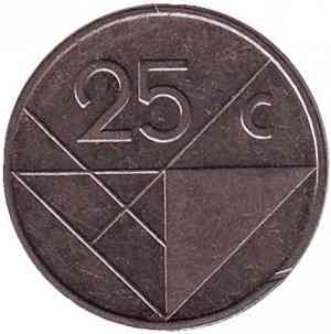 Монета 25 центов. 1987,88,90,92 год, Аруба. (в холдере) Полтава