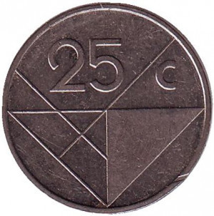 Монета 25 центов. 1987,88,90,92 год, Аруба. (в холдере) Полтава - изображение 1
