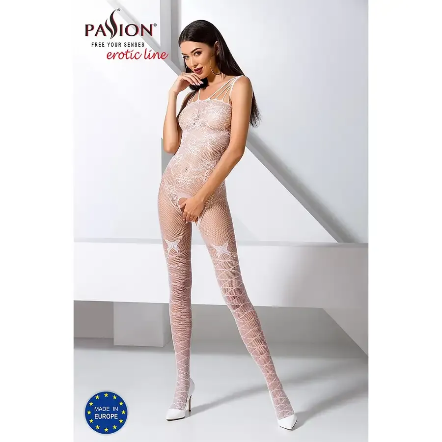 Ажурний бодістокінг з інтимними вирізами Passion BS076 white Львов - изображение 2
