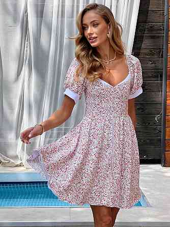 Жіноча принтована легка сукня міні американський креп Білий, 44/46 Одеса