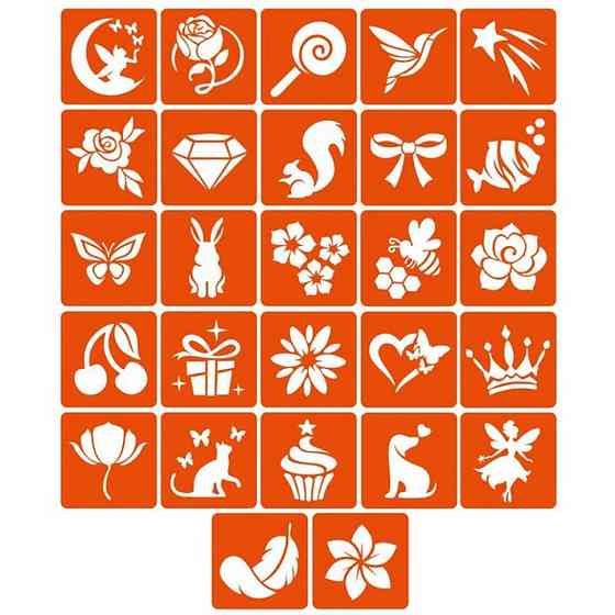 Набір трафаретів для біо-тату "Легка краса" legka-krasa_5x5_27_1 Вінниця