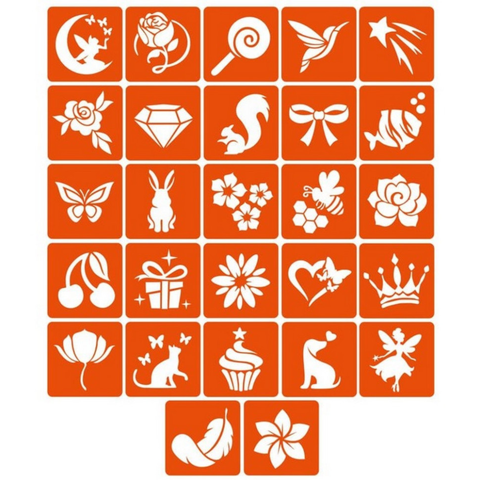 Набор трафаретов для био-тату «Легкая красота» legka-krasa_5x5_27_1 Винница - изображение 1