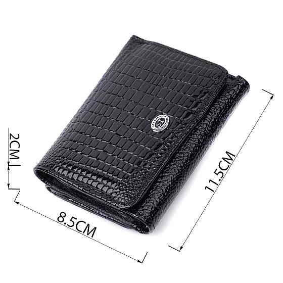 Женский стильный кошелек из фактурной натуральной кожи ST Leather 22732 Черный Киев