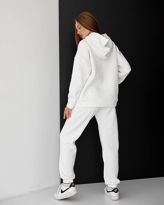 Жіночий спортивний теплий костюм оверсайз Молочний XL Харків - фото 8