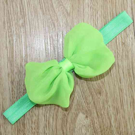 Детская повязка с шифоновым бантом one size салатовый Киев