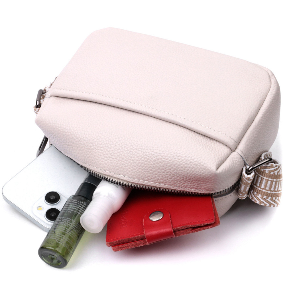 Жіноча сумка на одне відділення з натуральної шкіри Vintage 22602 Біла Київ - фото 10