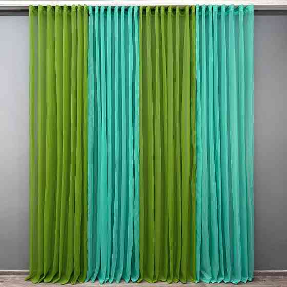 Декоративная гардина из шифона цвет оливковый с бирюзовым 012дк (н115-н117) Киев