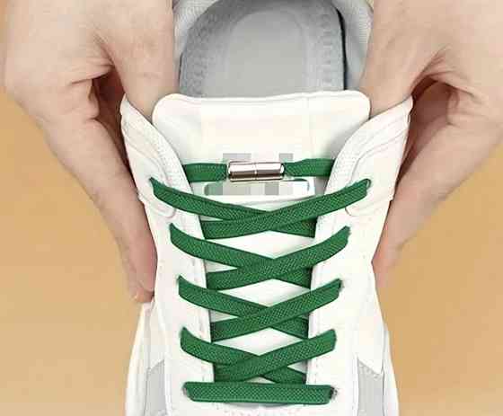 Шнурки еластичні без зав'язок з металевими застібками Зелений Смела