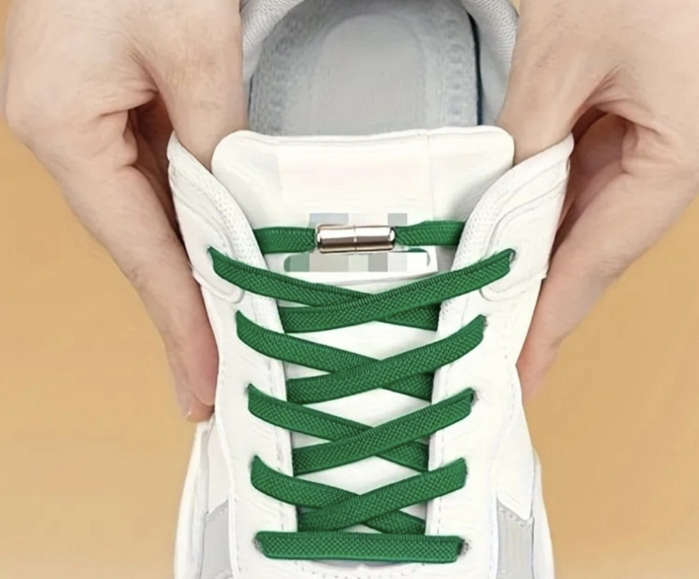 Шнурки еластичні без зав'язок з металевими застібками Зелений Смела - изображение 3