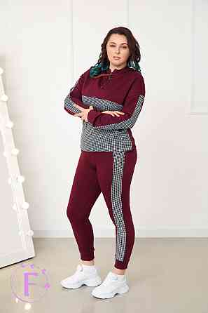 Повсякденний жіночий костюм із трикотажу "Flex" оптом | Норма і батал | Розпродаж моделі Марсала, 50-52 Київ