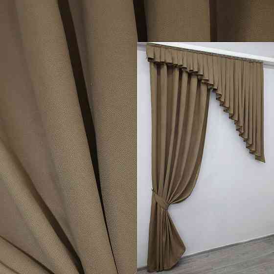 Шторка с ламбрекеном VR-Textil № 039к Темно-бежевый 160х270 см (52-0656) Киев