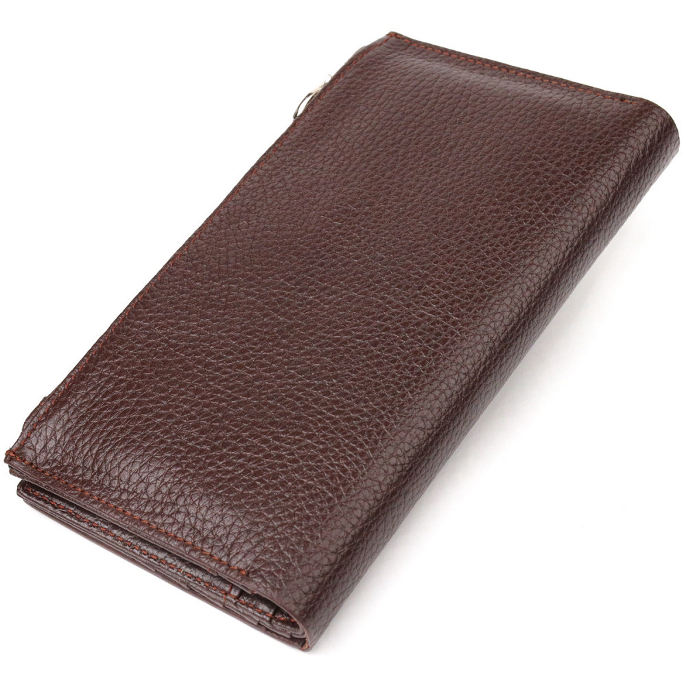 Стильний вертикальний жіночий гаманець з натуральної шкіри Коричневий (CANPELLINI) Київ - фото 6